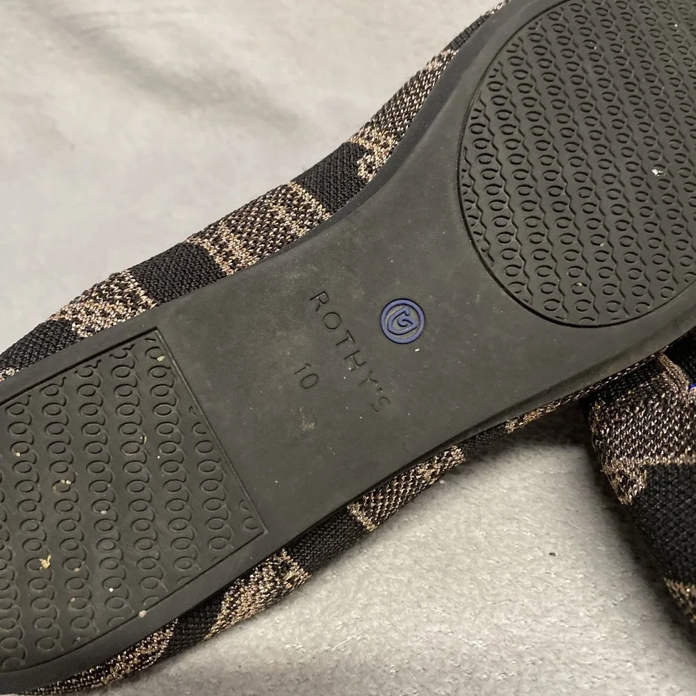 Rothys The Loafer Womens 10 Gold Shimmer Knit Slip On Retired Color